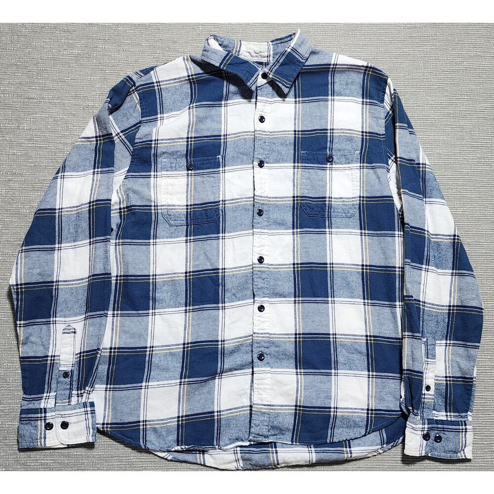 True Craft Plaid Button Down Shirt Men’s XL Blue White Long Sleeve‎